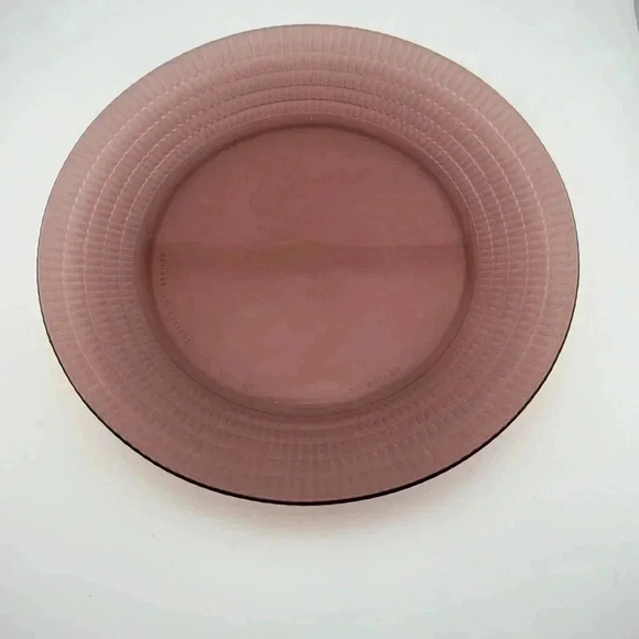 Vintage Fortecrisa Amethyst Purple Plum Glass Dinner Plates Mexico Ribbed Set/6 - Picture 10 of 15